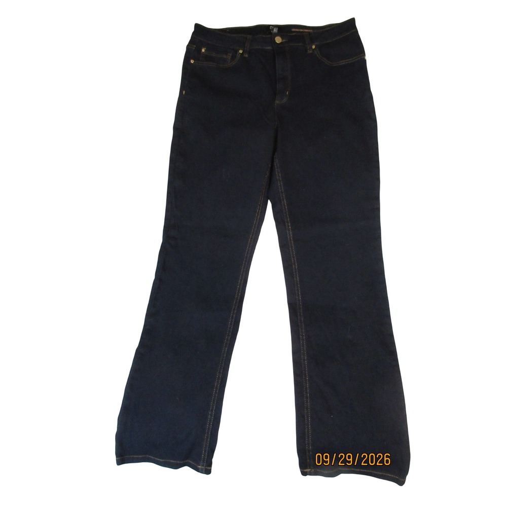 Jones New York Signature Lexington Straight Leg Jeans Dark Wash Indigo 12
